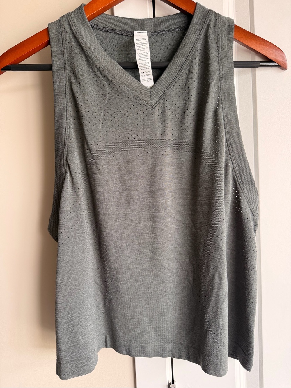 lululemon athletica Charcoal Gray Swiftly Open Hole V-Neck Performance Tank